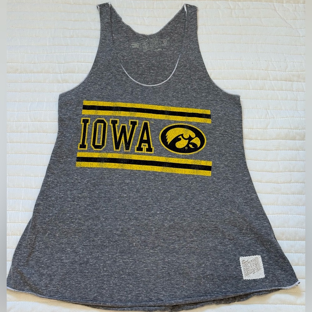 Iowa Hawkeyes Original Retro Brand Gray Racerback Tank Youth XL/Adult Small